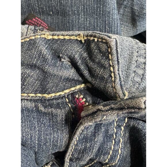 Vintage Y2K Bootcut Jeans Low Rise Distressed Dark Wash Denim Juniors 15 Grunge - Picture 4 of 4